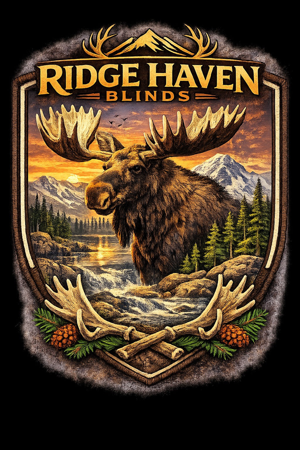 Ridge Haven Blinds moose badge design for standard hoodie