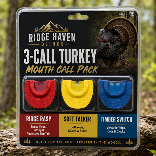 Ridge Haven Blinds 3-Call turkey mouth call pack with soft, versatile, and aggressive call options