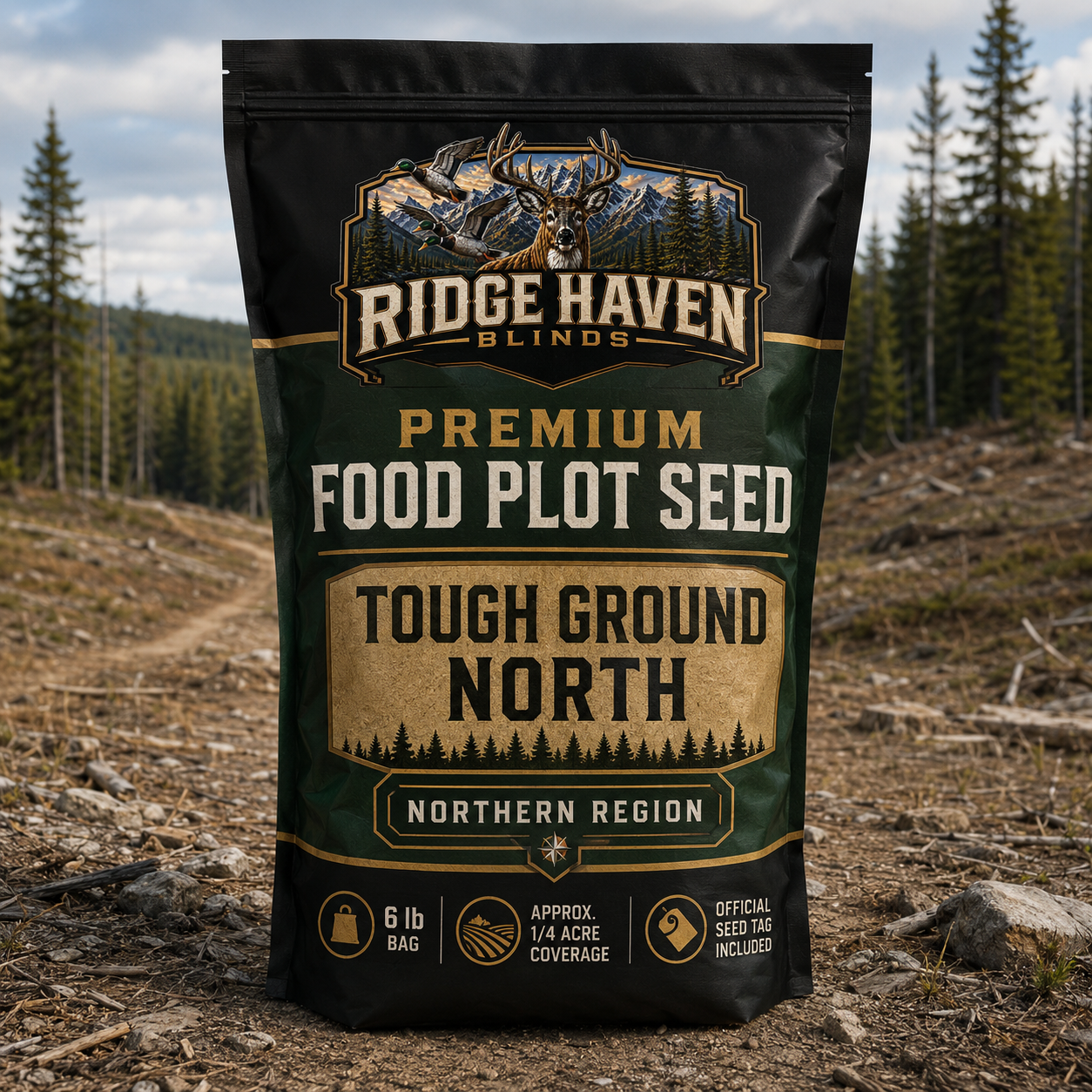 Ridge Haven Blinds Tough Ground North food plot seed for logging roads and low-maintenance northern hunting plots