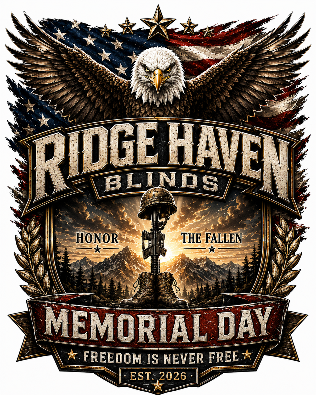 Ridge Haven Blinds Premium / Patriotic T-Shirt