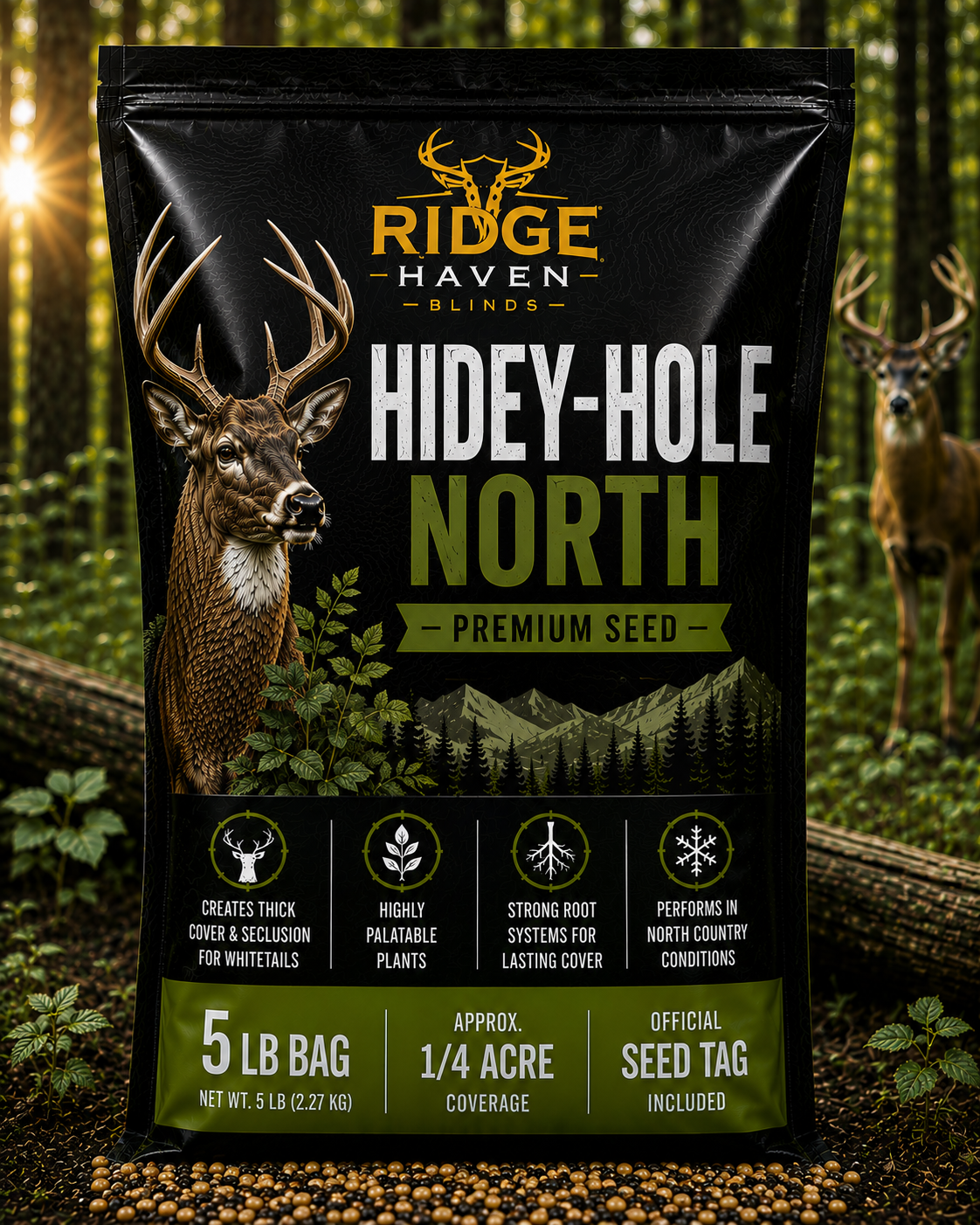 Ridge Haven Blinds Hidey-Hole North food plot seed for small bow stand hunting plots near bedding cover