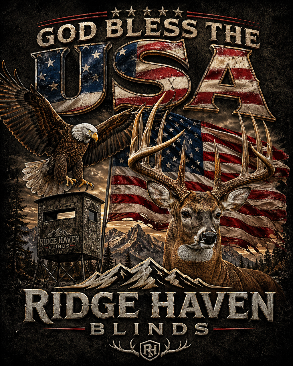 Ridge Haven Blinds Premium / Patriotic T-Shirt